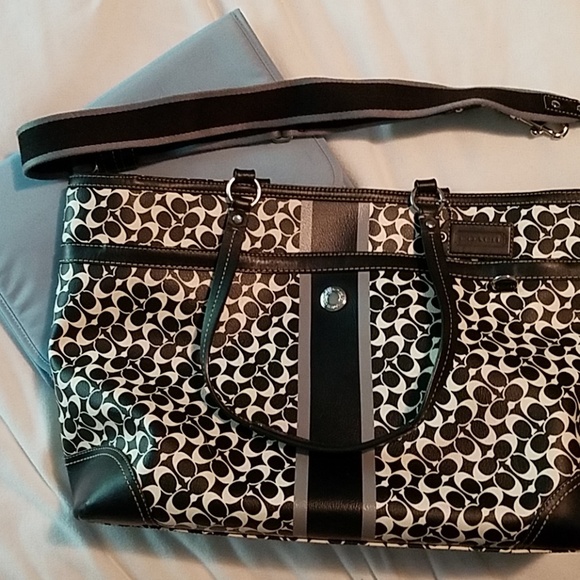 Black and White Coach Baby Bag